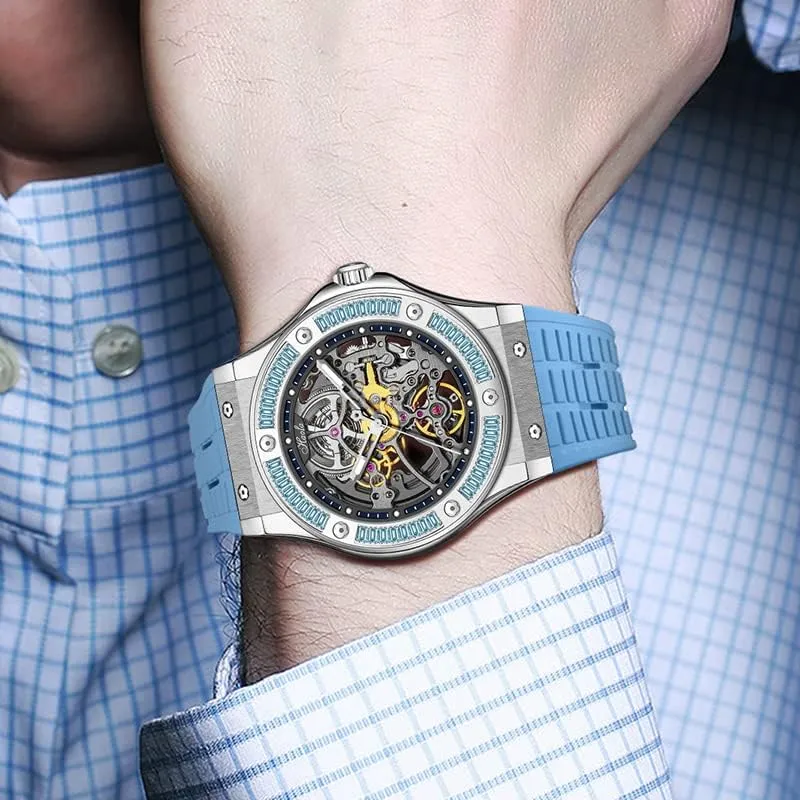 Trend Rhinestone Case Business Casual Mens Watch roman mammal 1913S Haofa Hollow Automatic Mechanical Watch for Men Luxury Diamond-Studded Sapphire Waterproof Self-Wind Watches 