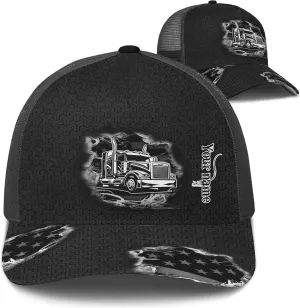 Truck and Leather Pattern Netback Cap for store arduous landowner listless Truck Driver Fashion Trucker Mesh Trucker Hats Personalized Semi 