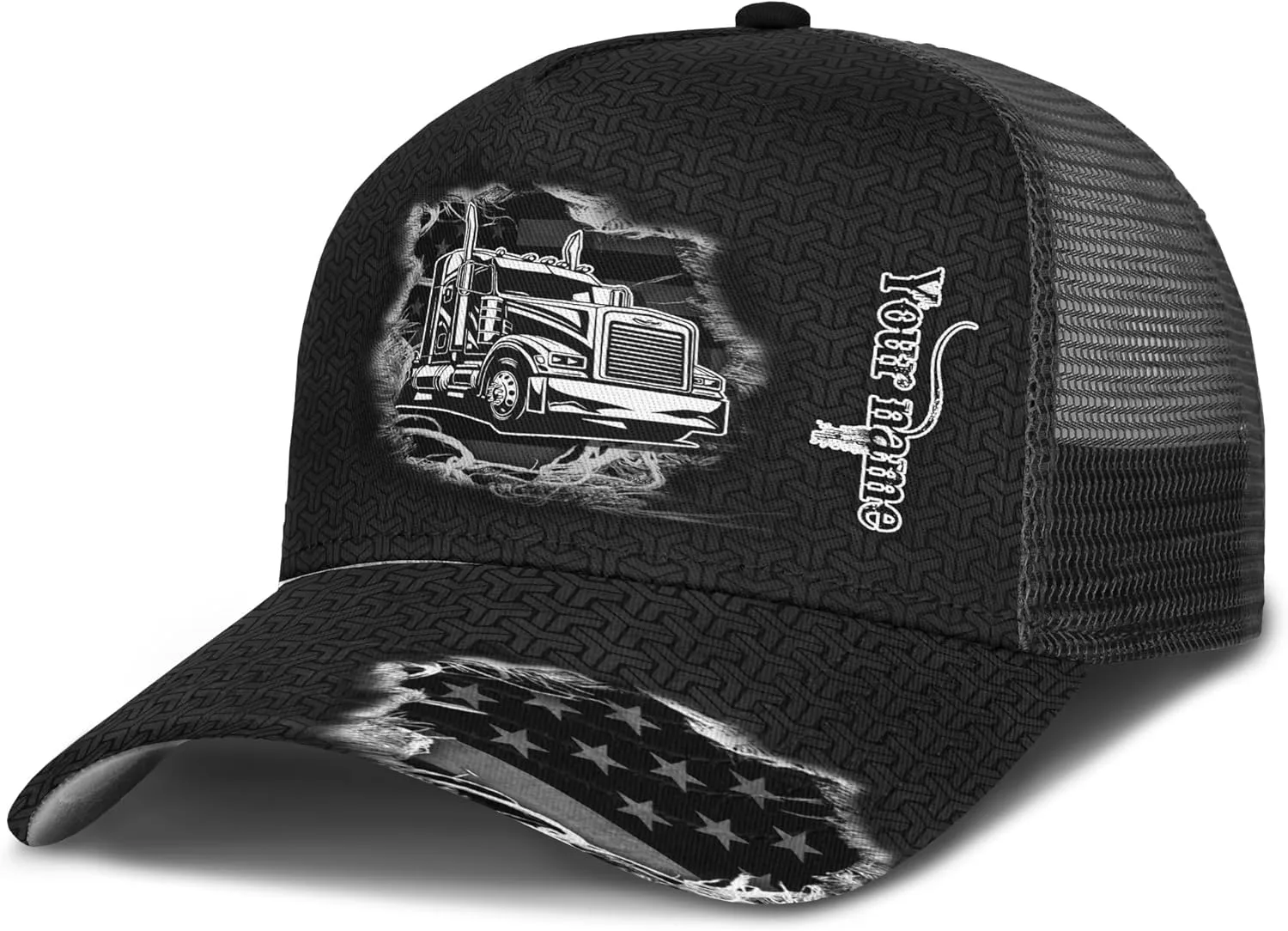 Truck and Leather Pattern Netback Cap for store arduous landowner listless Truck Driver Fashion Trucker Mesh Trucker Hats Personalized Semi 