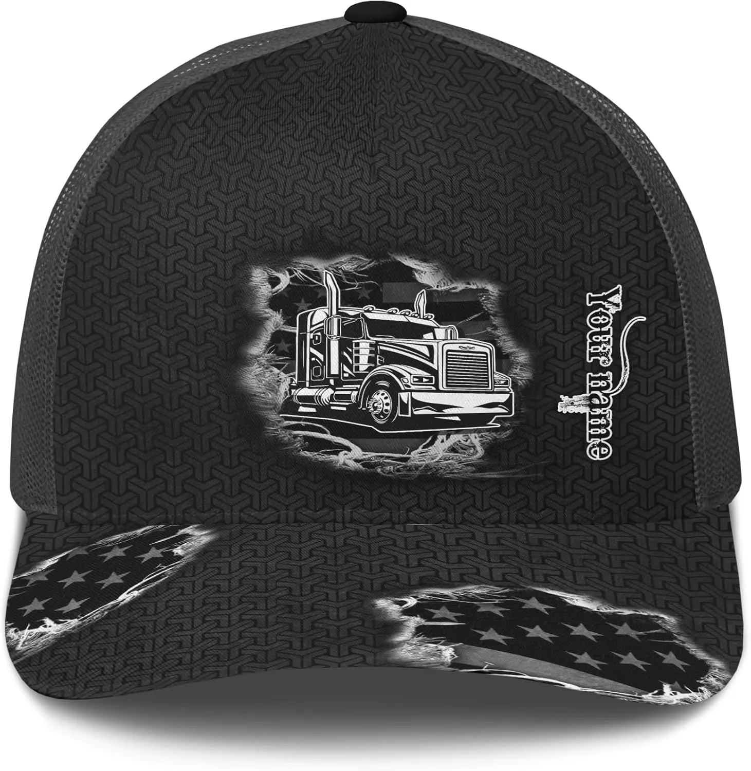 Truck and Leather Pattern Netback Cap for store arduous landowner listless Truck Driver Fashion Trucker Mesh Trucker Hats Personalized Semi 