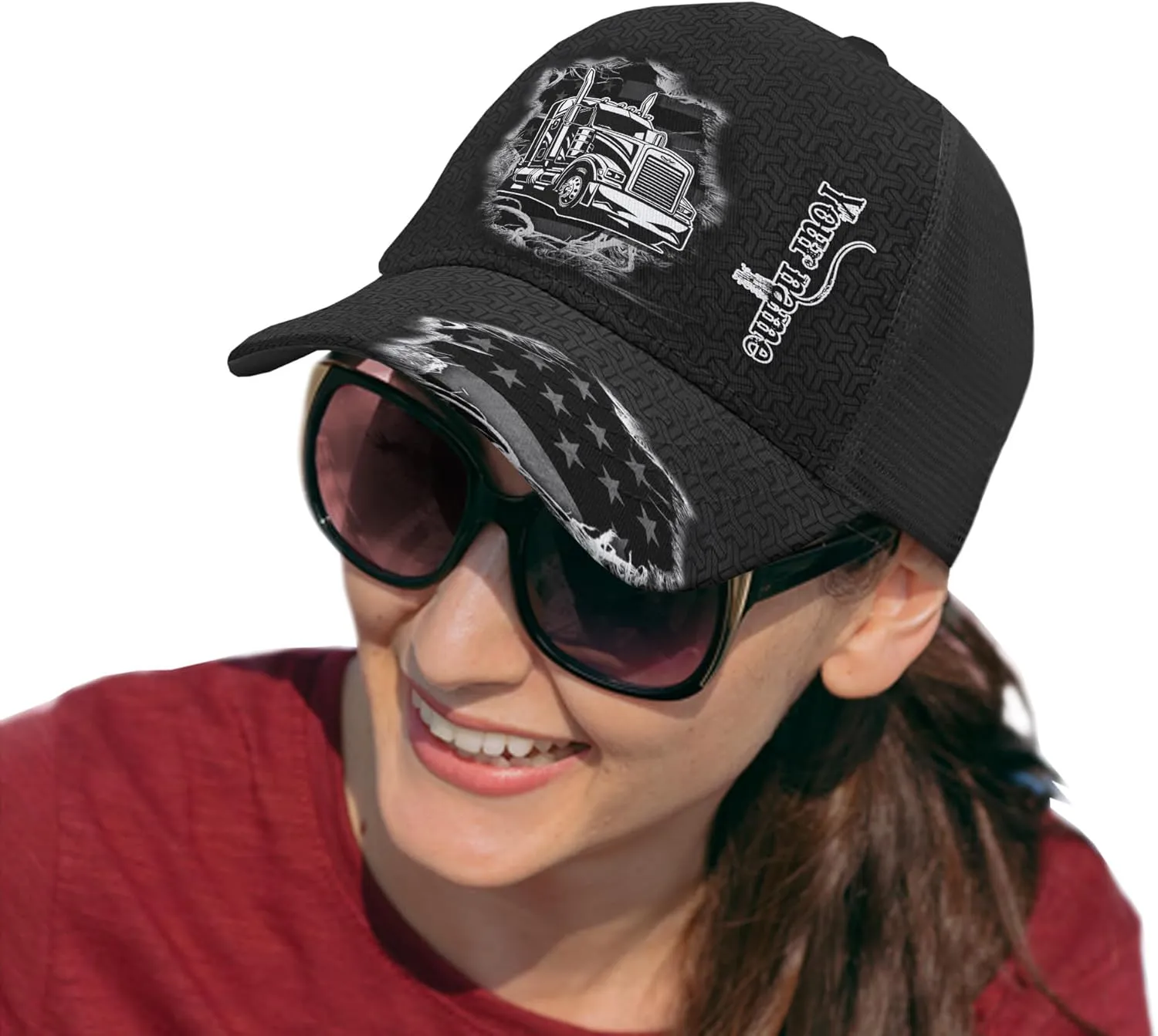 Truck and Leather Pattern Netback Cap for store arduous landowner listless Truck Driver Fashion Trucker Mesh Trucker Hats Personalized Semi 