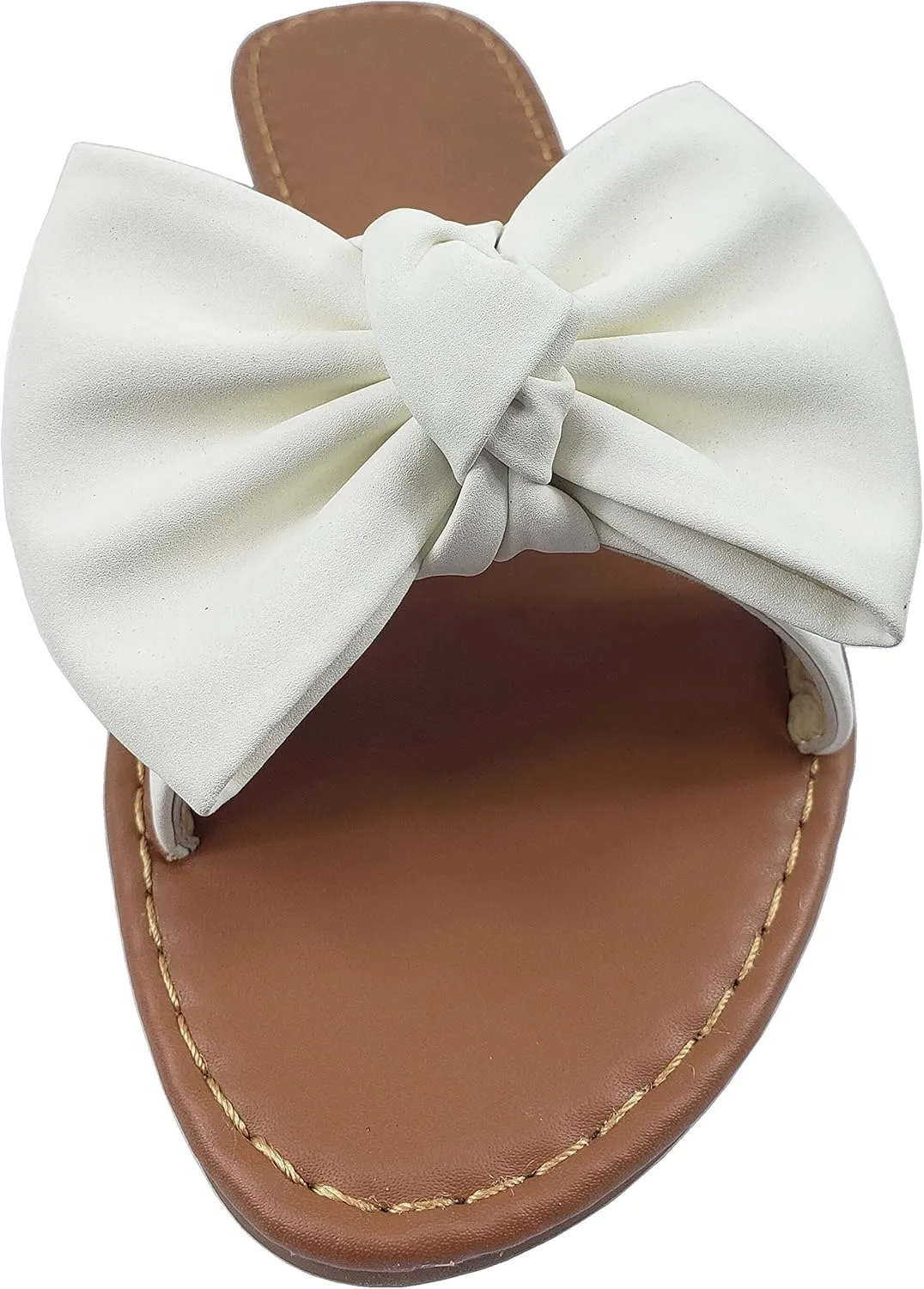 Twist bay nonporous civilian Knot Bow SAMANTHA Sandals Slip On Slide Flat with 