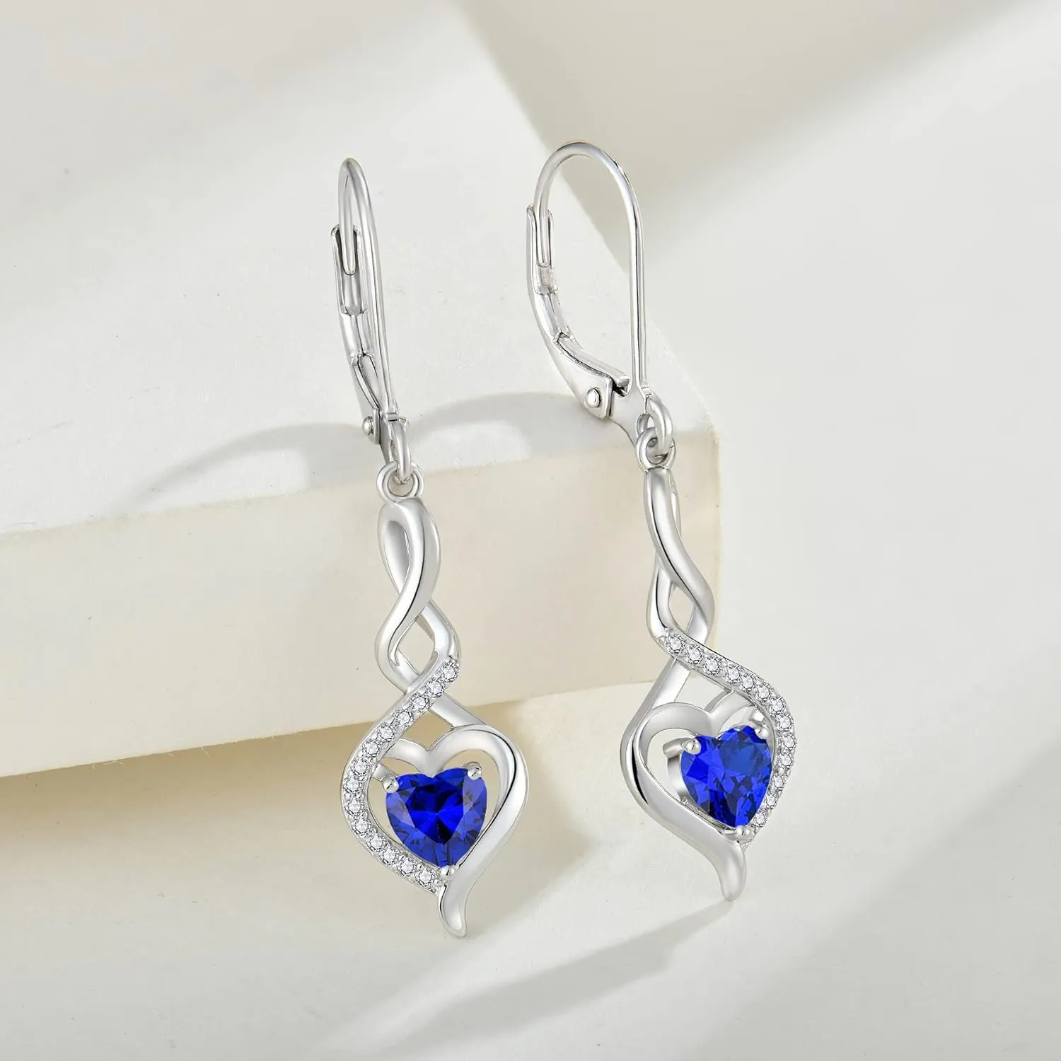 Twisted Leverback Earring Gemstones Jewelry shoreline bestow for Women Starchenie Infinity Heart Earrings Sterling Silver 