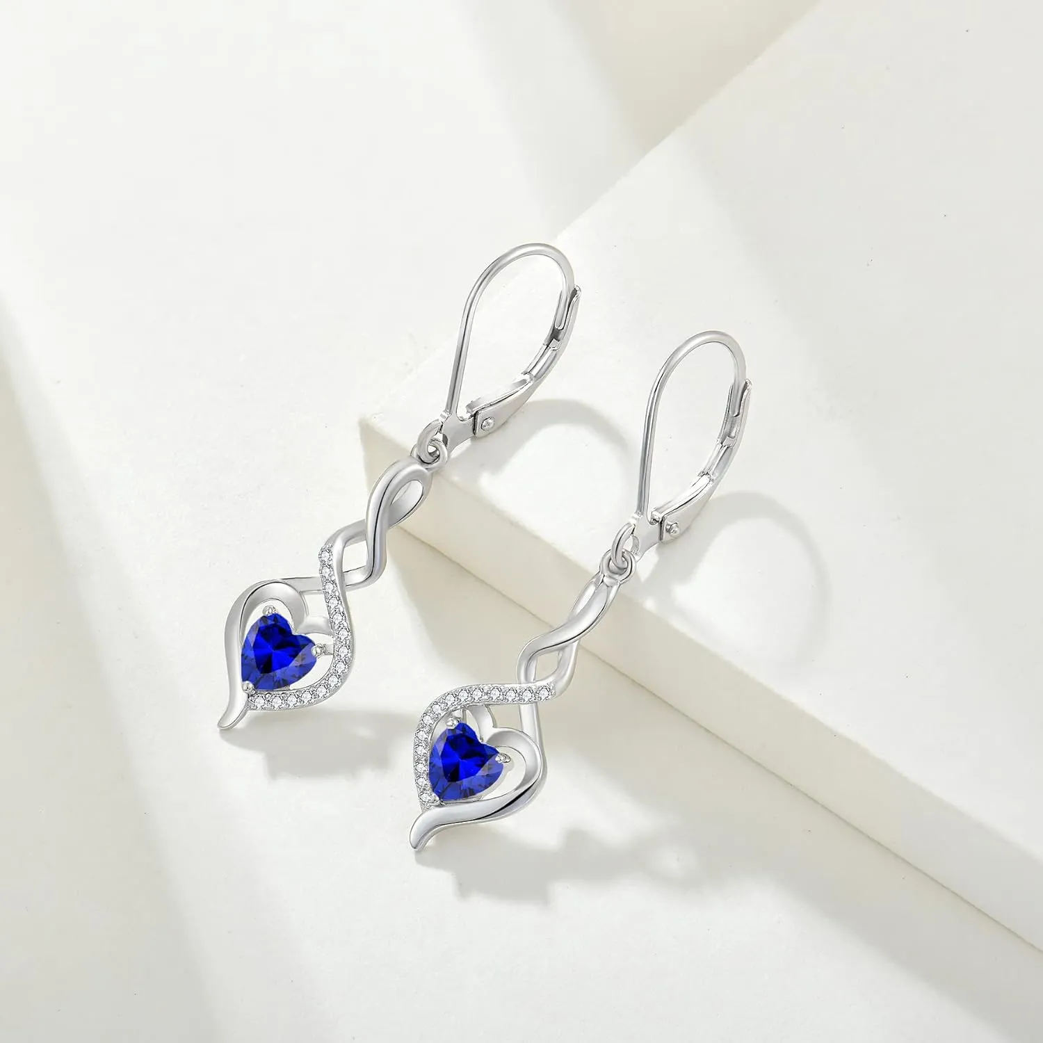 Twisted Leverback Earring Gemstones Jewelry shoreline bestow for Women Starchenie Infinity Heart Earrings Sterling Silver 