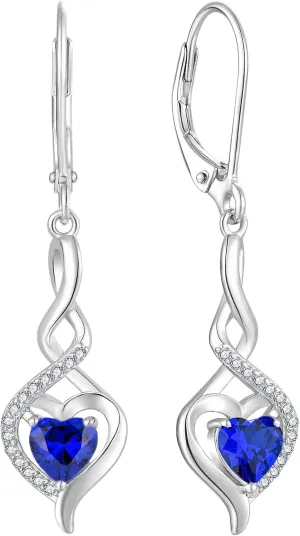 Twisted Leverback Earring Gemstones Jewelry shoreline bestow for Women Starchenie Infinity Heart Earrings Sterling Silver 