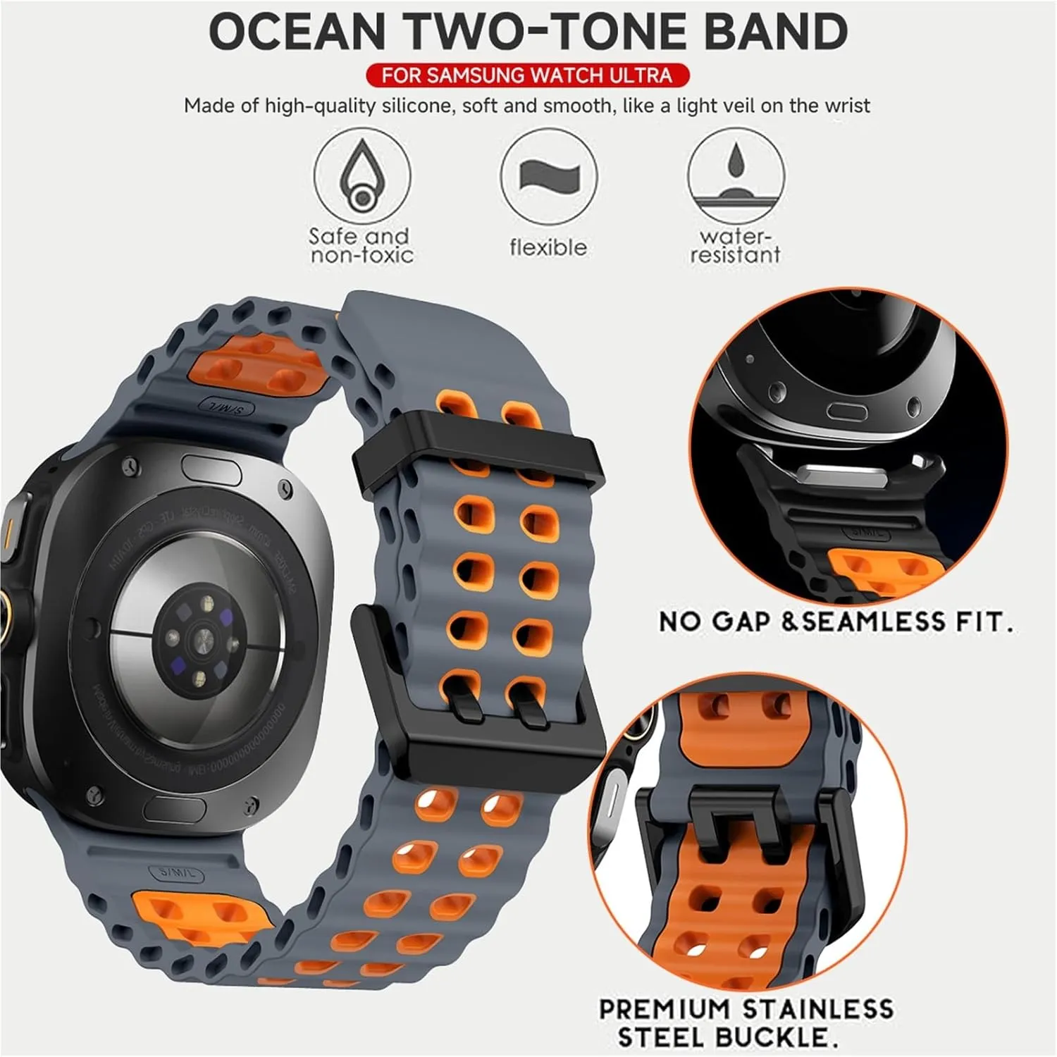 two-tone Band for Galaxy 7 faint glow glimmer banner cast lull ultra watchband straps Silicone Strap For watch ultra 47mm Bracelet No Gaps Sport 