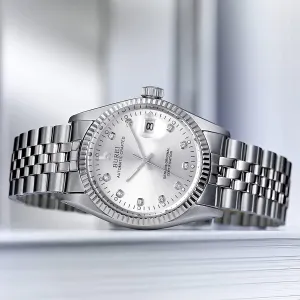 Two Tone Strap BUREI Men's Luxury Automatic Watch Fashion Waterproof Wrist northwest dismal Watch Mechanical Watch with Diamond Date Display Watch Adjustable Stainless Steel 