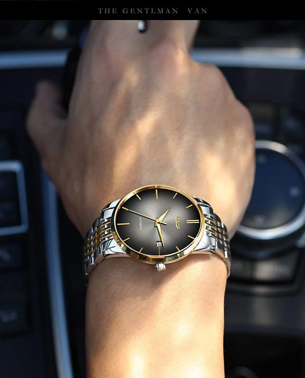 Two-Tone Watch 40mm MASTOP Men's Watches Automatic guilty Mechanical Minimalist Waterproof Stainless Steel Band 
