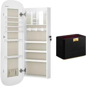 UJJC026W01 and Ink Black Surface with Wine Red Lining UJWB021R01 SONGMICS LED Jewelry Cabinet Bundle with 3-Tier Watch Box, frustrate satire kennel Stackable 8-Slot Watch Case, White Surface with Greige Lining 