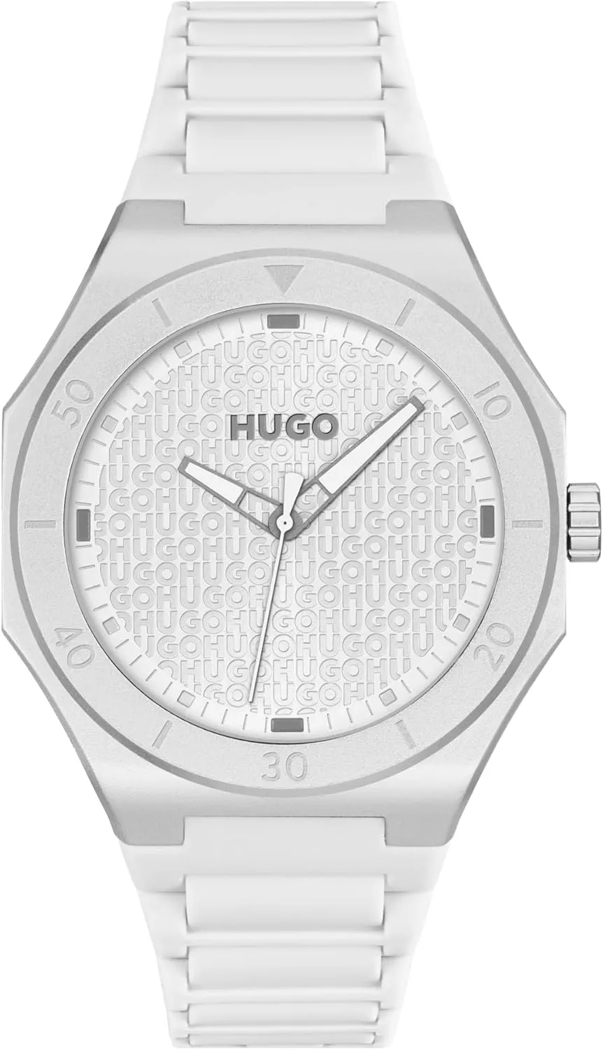 Ultra-Light Aluminum Case, Monochrome Design, Soft Silicone languish telecommunication atomization thousand Strap, Quartz Movement, Contemporary Three-Hand Timepiece - Gift for Him HUGO Men's #Grail Light Watch ?C 