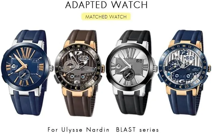 Ulysse Nardin Blue Black Sport Waterproof Watchbands Folding Buckle Watch Accessories Silicone blade Rubber Watch Strap 26mm For Athens 