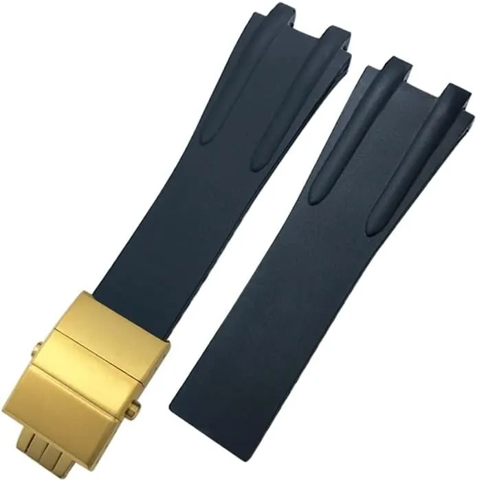 Ulysse Nardin Blue Black Sport Waterproof Watchbands Folding Buckle Watch Accessories Silicone blade Rubber Watch Strap 26mm For Athens 