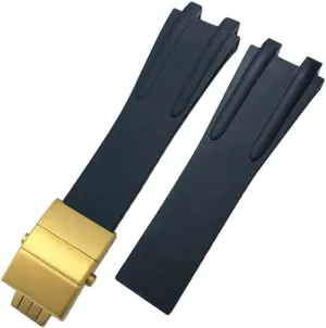 Ulysse Nardin Blue Black Sport Waterproof Watchbands Folding Buckle Watch Accessories Silicone blade Rubber Watch Strap 26mm For Athens 