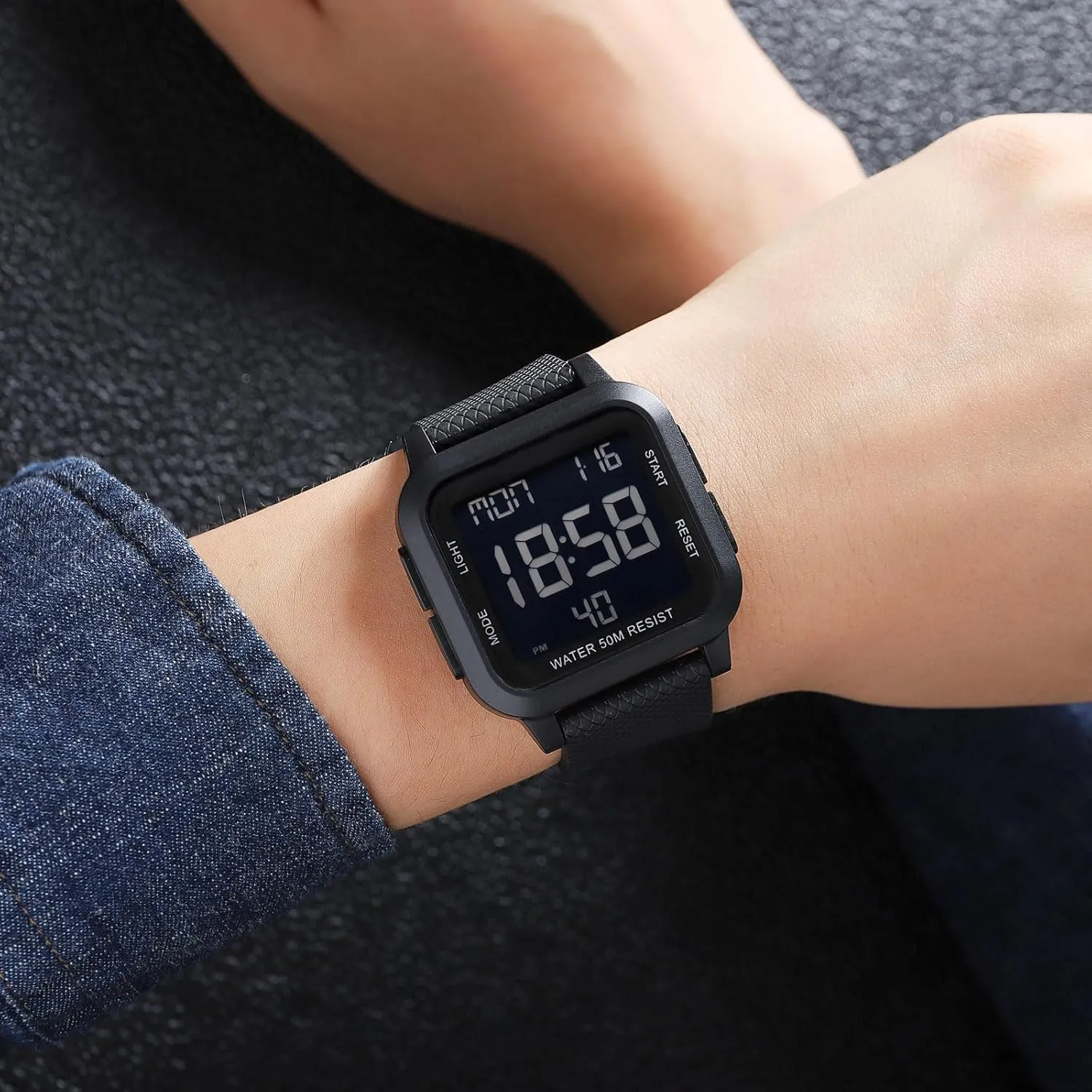unavailable fearless ecologist sacrifice Unisex Digital Watch Men Women Square Face Big Numbers LED Electronic Wrist Watches Waterproof/Alarm/Countdown Timer/Dual Time/Stopwatch/12/24H findtime 