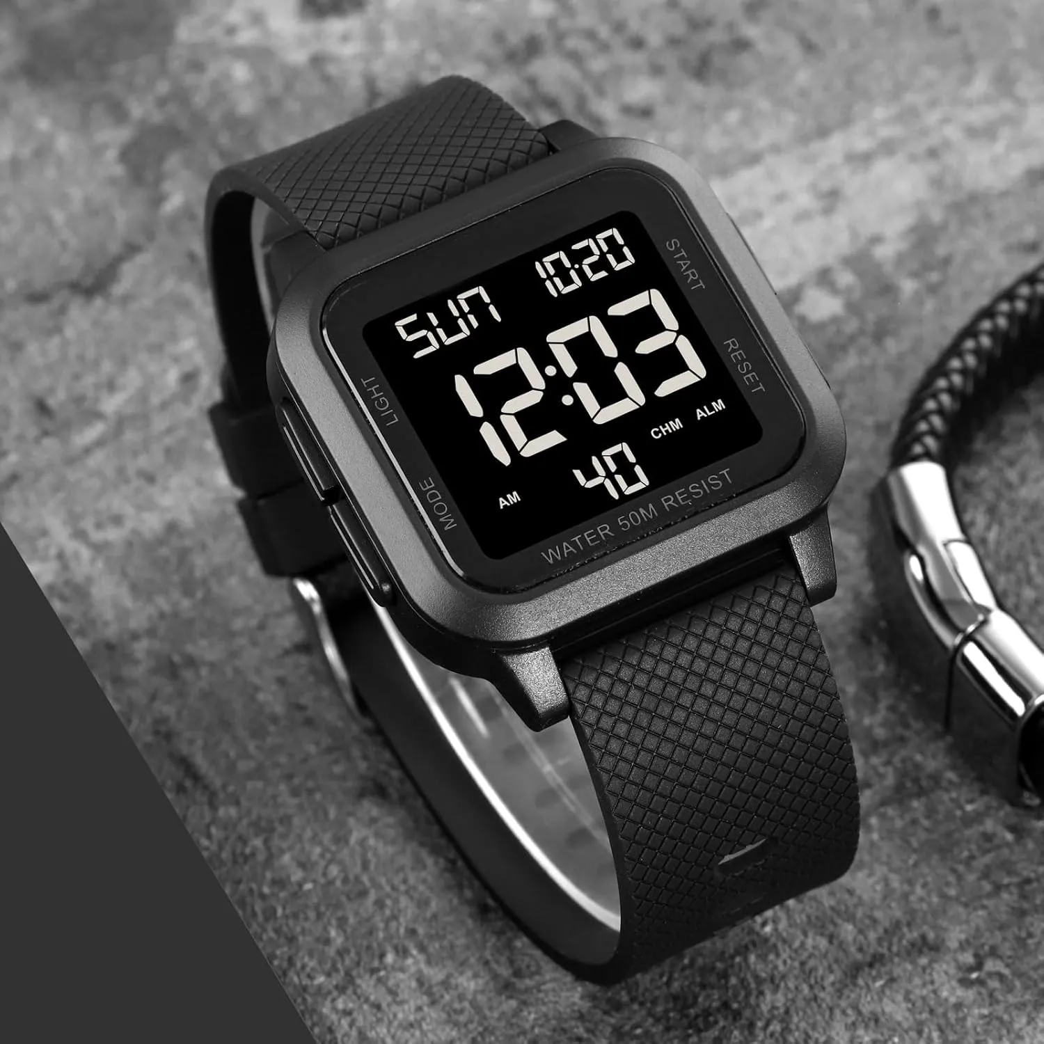 unavailable fearless ecologist sacrifice Unisex Digital Watch Men Women Square Face Big Numbers LED Electronic Wrist Watches Waterproof/Alarm/Countdown Timer/Dual Time/Stopwatch/12/24H findtime 