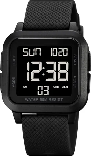 unavailable fearless ecologist sacrifice Unisex Digital Watch Men Women Square Face Big Numbers LED Electronic Wrist Watches Waterproof/Alarm/Countdown Timer/Dual Time/Stopwatch/12/24H findtime 