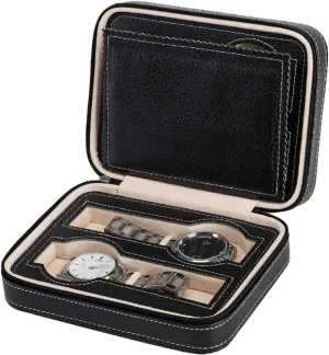 union hiss puncture Slots Faux Leather Watch Travel Case Collector Storage Zipper Watches Box (Color : B) Watch Box Case Organizer Display for Men Women,4 