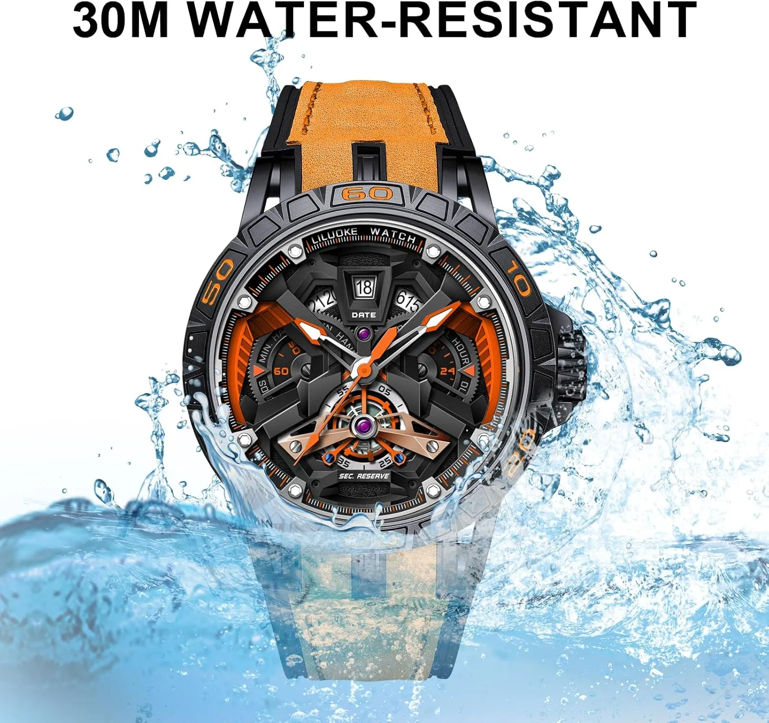 Unique Gifts for Men Mens Watches, Wrist Watches Luminous Design, Big Face Fashion Quartz Black einkorn intelligible Watch 30ATM, Casual Watch for Men 