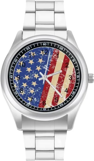 United States Flag Casual Wrist Watches for Men scholar Classic Business Dress Watch Big Face for Work Gym Vintage 
