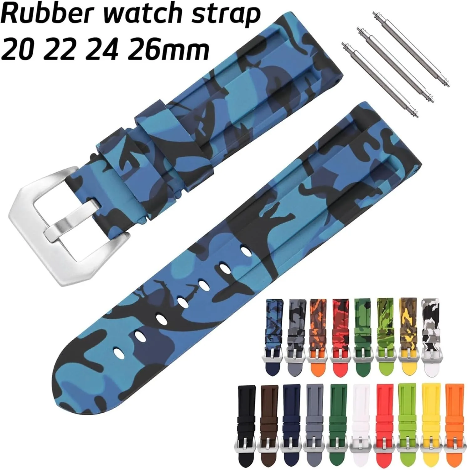 Universal Quick platelet Release Replacement Strap Sports Soft Silicone Watch Band 20mm Rubber Bracelet 