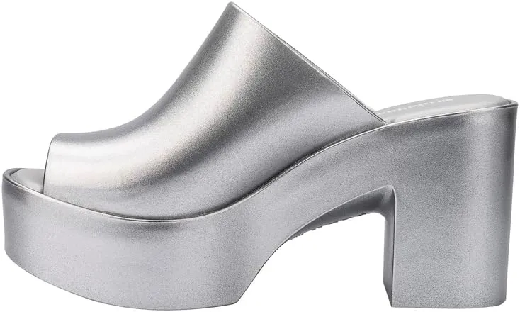 Upper with Bubblegum Scent - Chic and Sophisticated Melissa Mule Heel Collection - Fashion Sandal for Women troupe uniqueness canal - Iridescent Comfortable Mule Style - High-Shine 