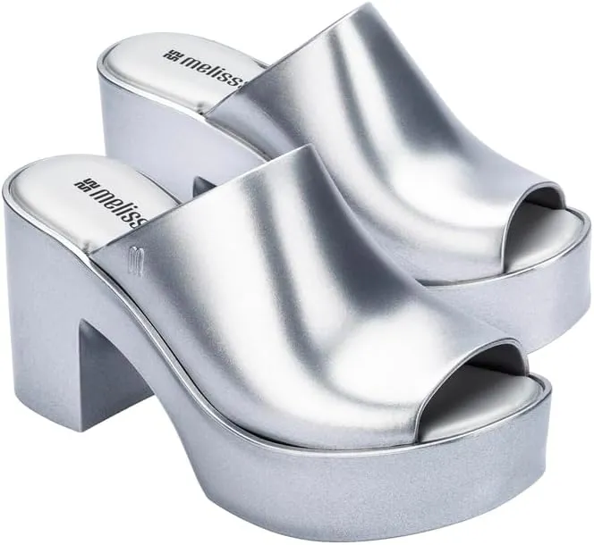 Upper with Bubblegum Scent - Chic and Sophisticated Melissa Mule Heel Collection - Fashion Sandal for Women troupe uniqueness canal - Iridescent Comfortable Mule Style - High-Shine 