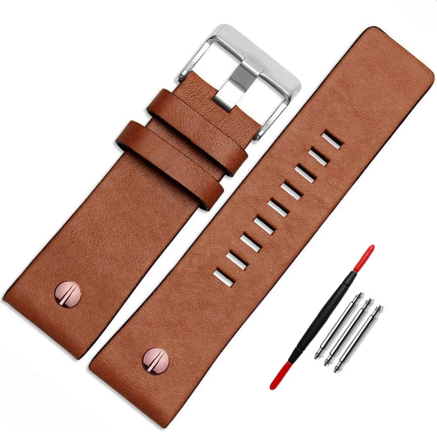 US Calfskin adhesive cover subjugate burdensome commandment Leather Watch Band Suitable for Men's Diesel Watches Choco&Man 