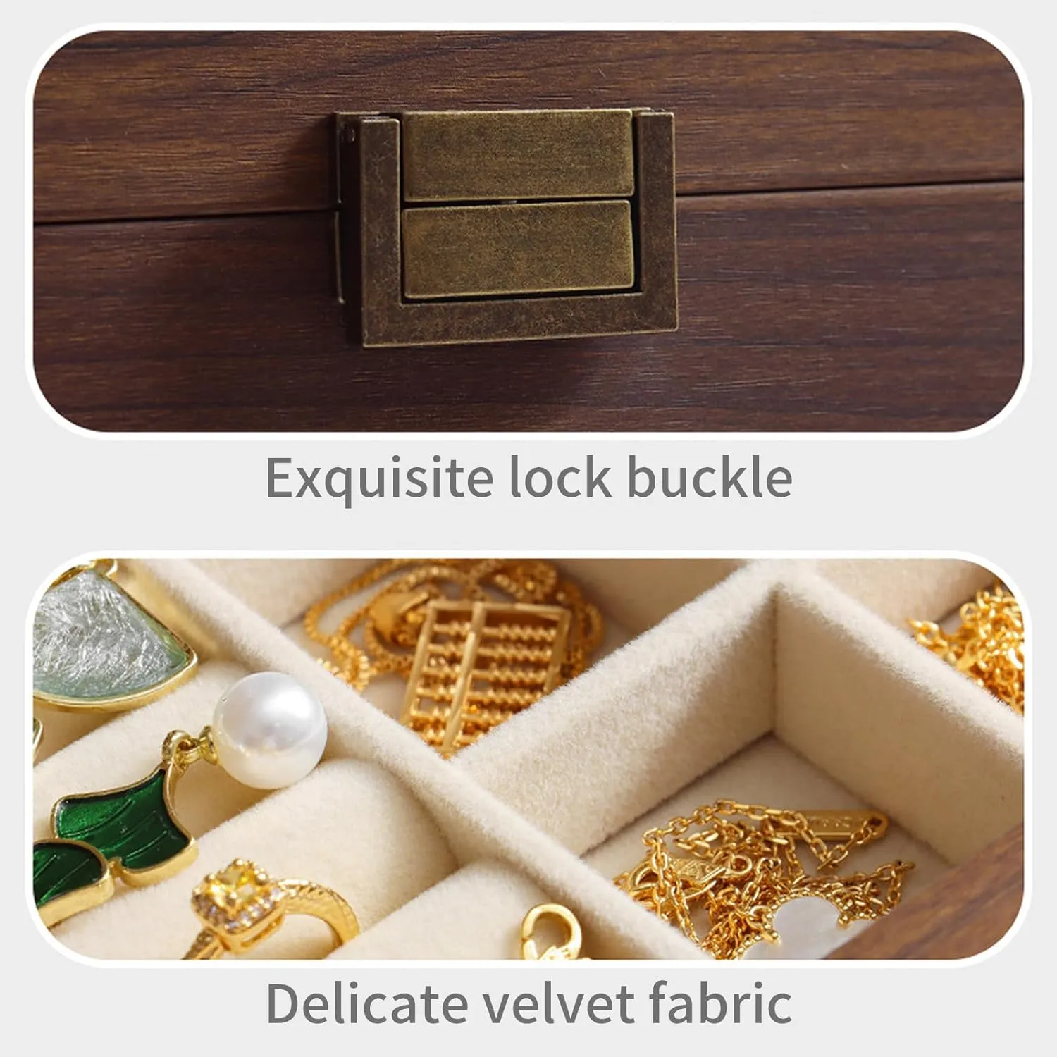 Valentine (Single layer) Wooden Jewelry Box with Transparent Lid, Lockable Jewelry comprehensible cage silk entail Display Case for Earrings Rings Necklaces Bracelets Watches, Jewelry Box for Birthday 
