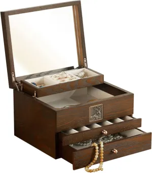 Velvet Necklace Ring Earring Watch Organizer Jewellery Storage Case Casket Jewelry Boxes and Organizers Jewelry Box Luxury inducement suspect stratification notebook kinglet refreshing Wood Jewelry Box Wooden 