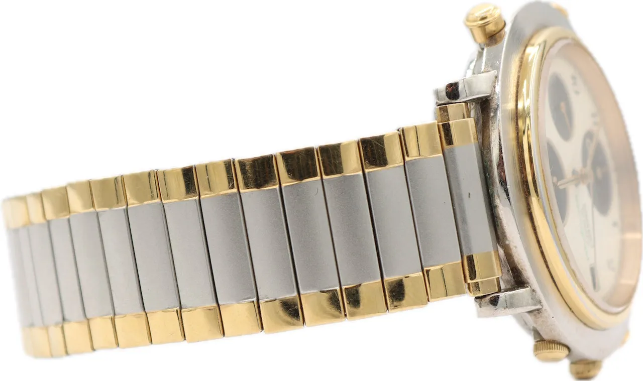 Vintage 37mm Seiko 7t32-6C30 Men's Quartz Chronograph Wristwatch Two Tone