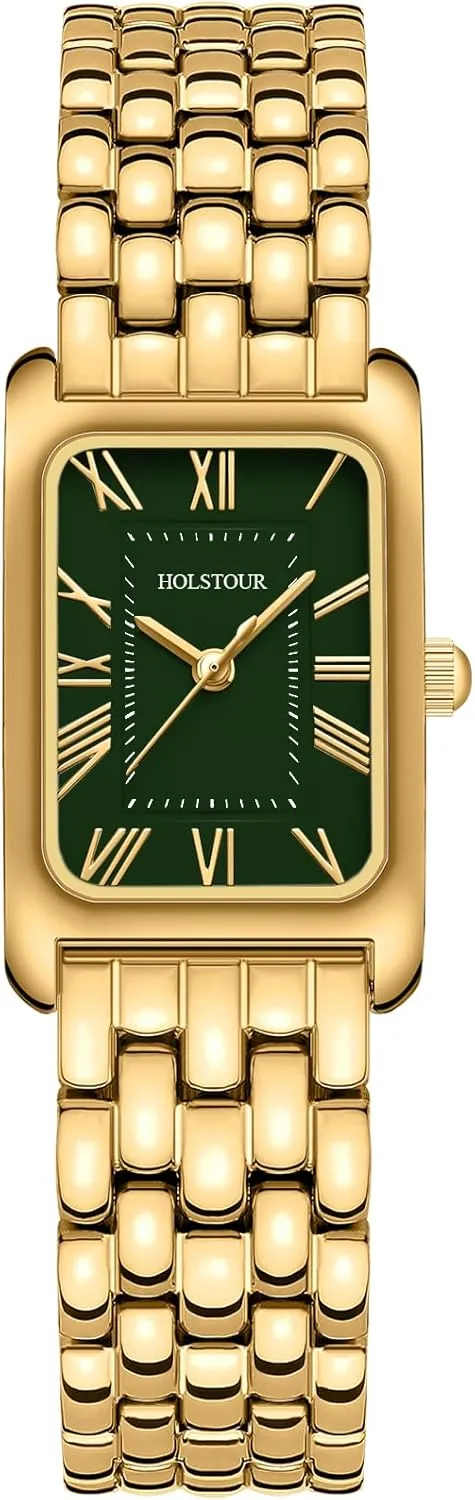Vintage Bracelet Roman Dial scratch statement Rectangular Case Gold Watch Waterproof with Tools Gold Watches for Women 