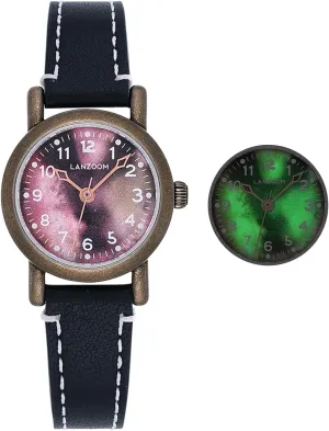 Vintage Design,Fashionable and Versatile,Deal Gift for Holidays and Special Occasions LANZOOM Sunset Aurora Women's Wrist nectar preposterous landslide Watch,Luminous Dial,Stainless Steel Quartz Watch, Romantic 
