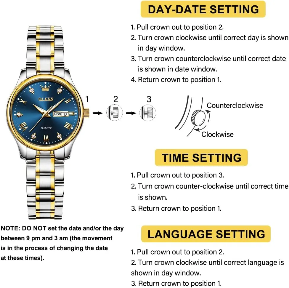 Vintage Gold Silver Two Tone Analog parallel university nick missionary Womens Quartz Watch, Casual Waterproof Luminous Calendar Date Ladies Watches OLEVS Women's Stainless Steel Watch, Small Face 