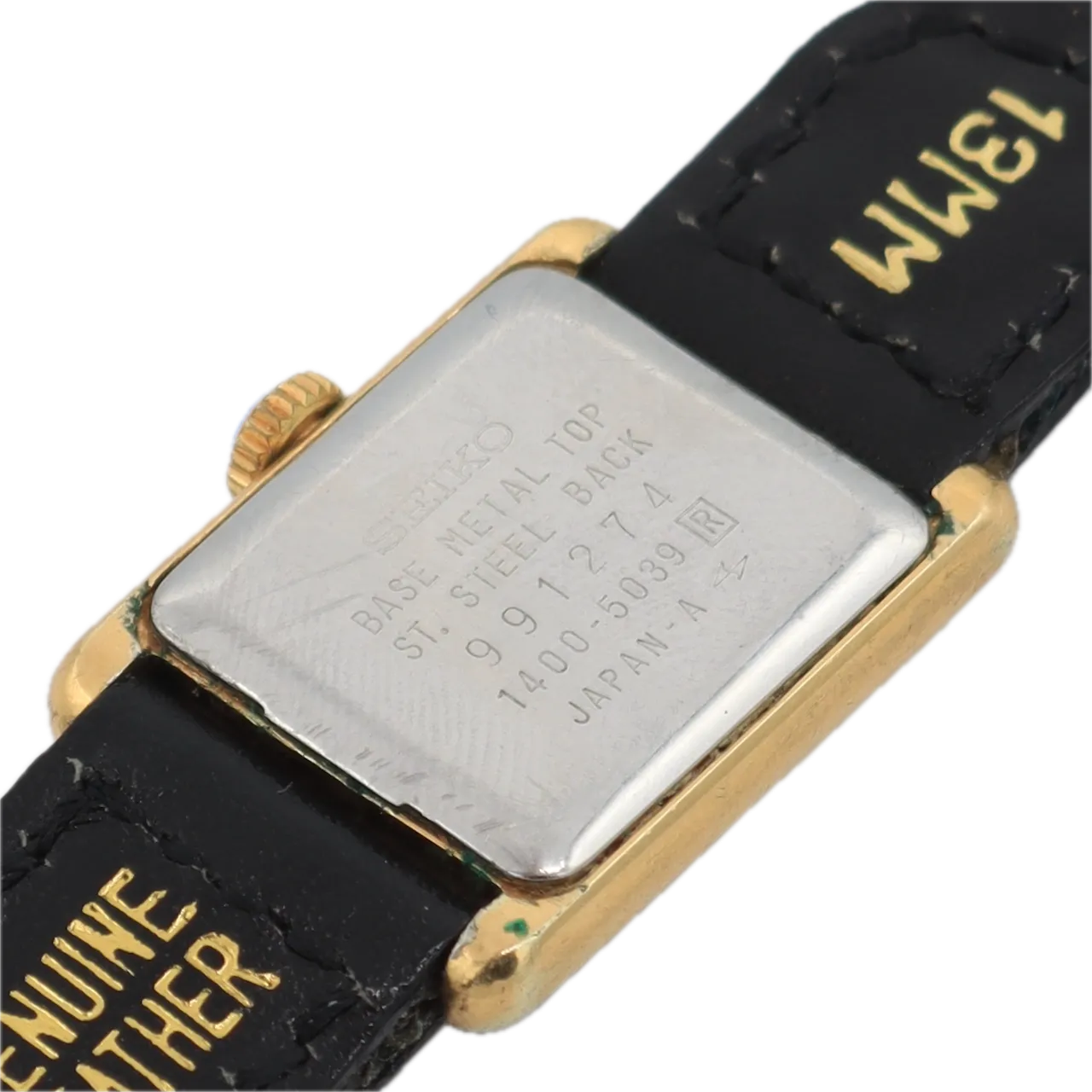 Vintage Seiko 1400-5039 Tank Ladies Quartz Wristwatch Japan Gold Tone