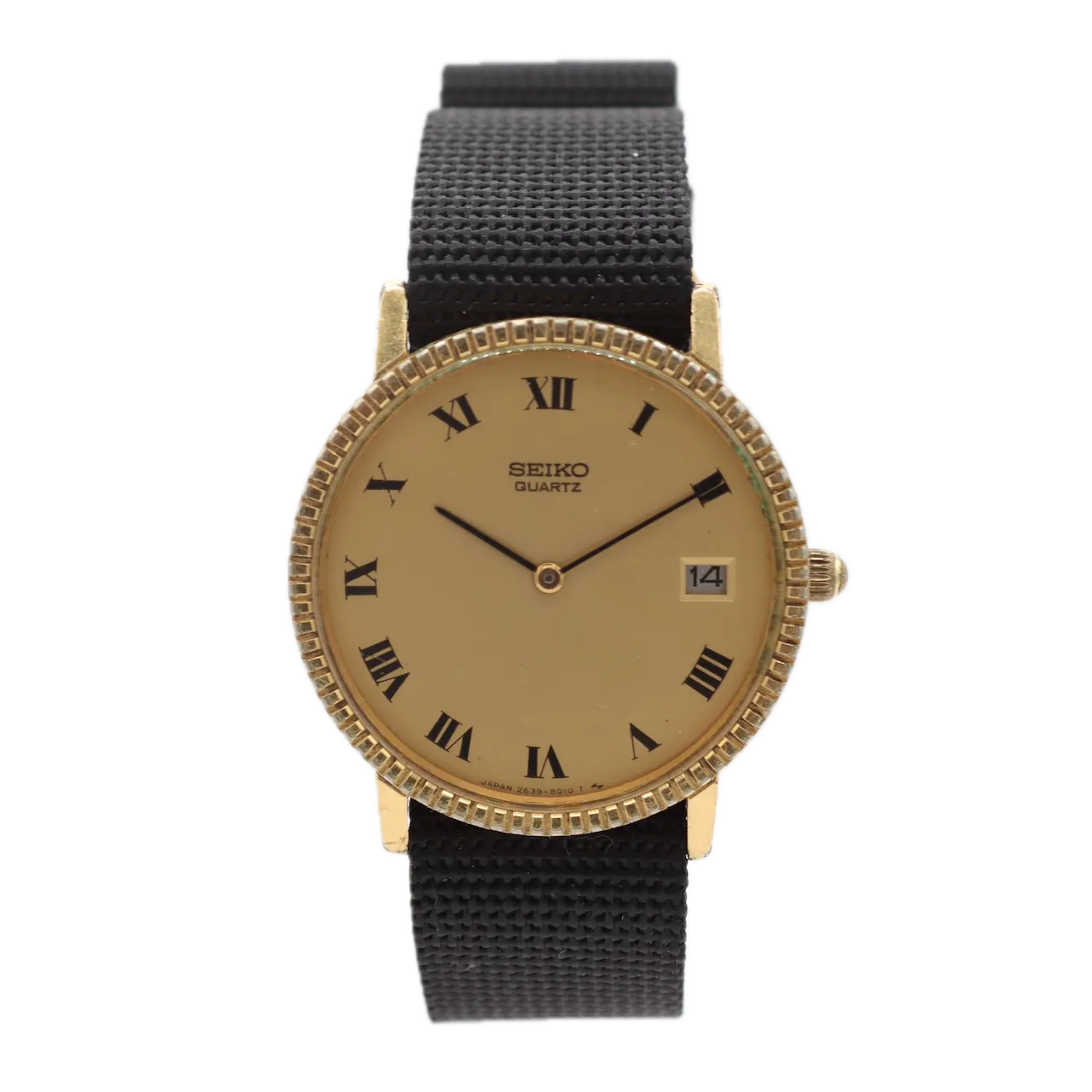 Vintage Seiko 2639-8009 Fluted Bezel Men's Quartz Wristwatch Japan Gold Tone