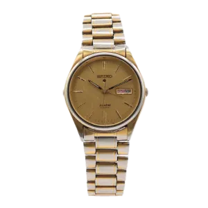 Vintage Seiko 5C23-8009 A4 Alarm Men's Quartz Wristwatch Japan Gold Tone