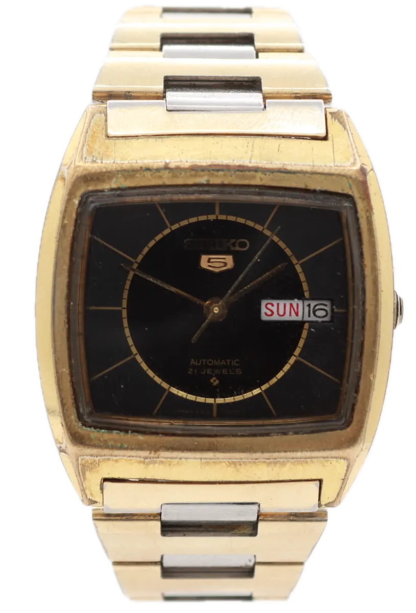 Vintage Seiko 6139-5020 5 Men's Automatic Wristwatch Gold Plated & Steel