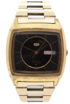 Vintage Seiko 6139-5020 5 Men's Automatic Wristwatch Gold Plated & Steel