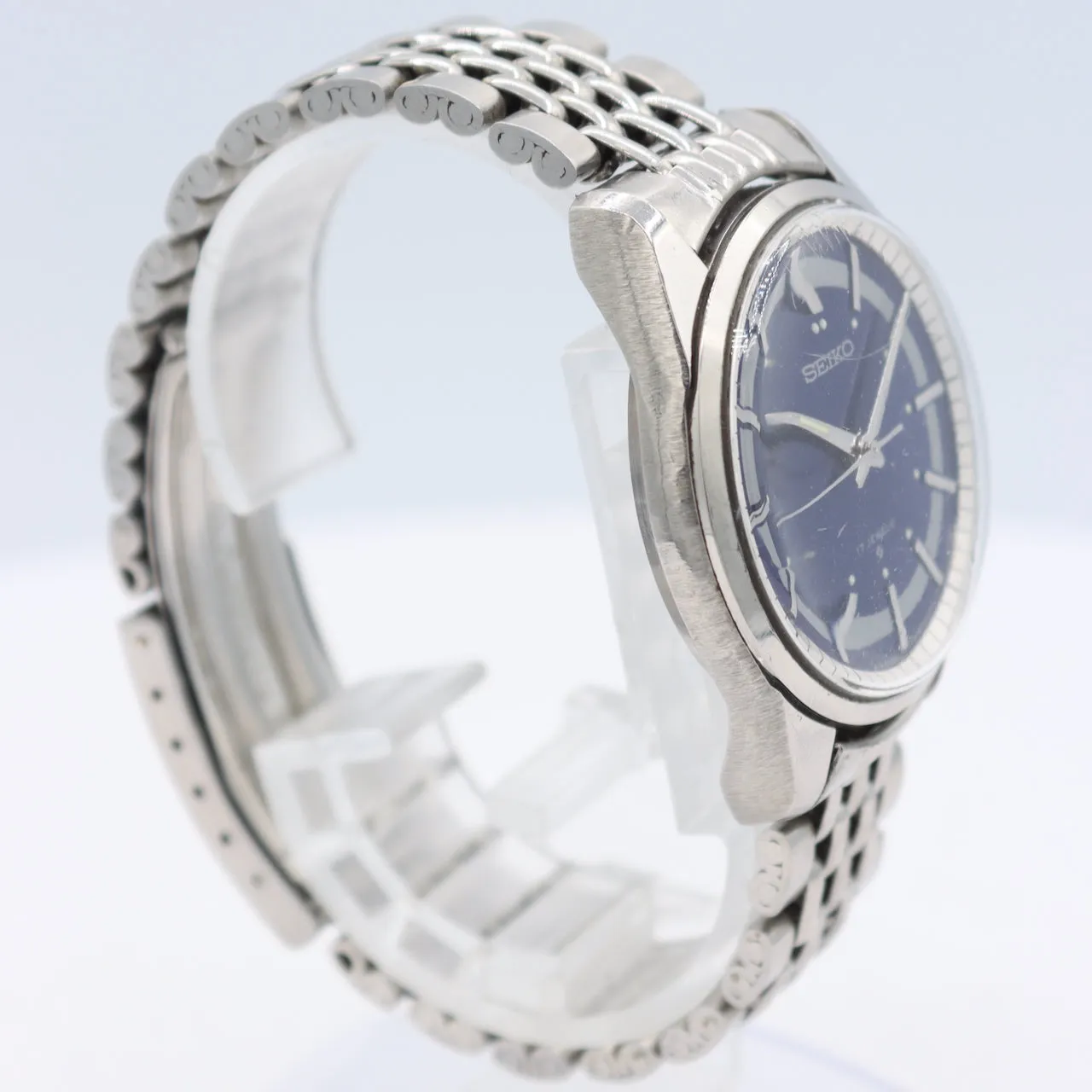 Vintage Seiko 66-7109 Blue Tuxedo Men's Mechanical Wristwatch 66B Japan Steel