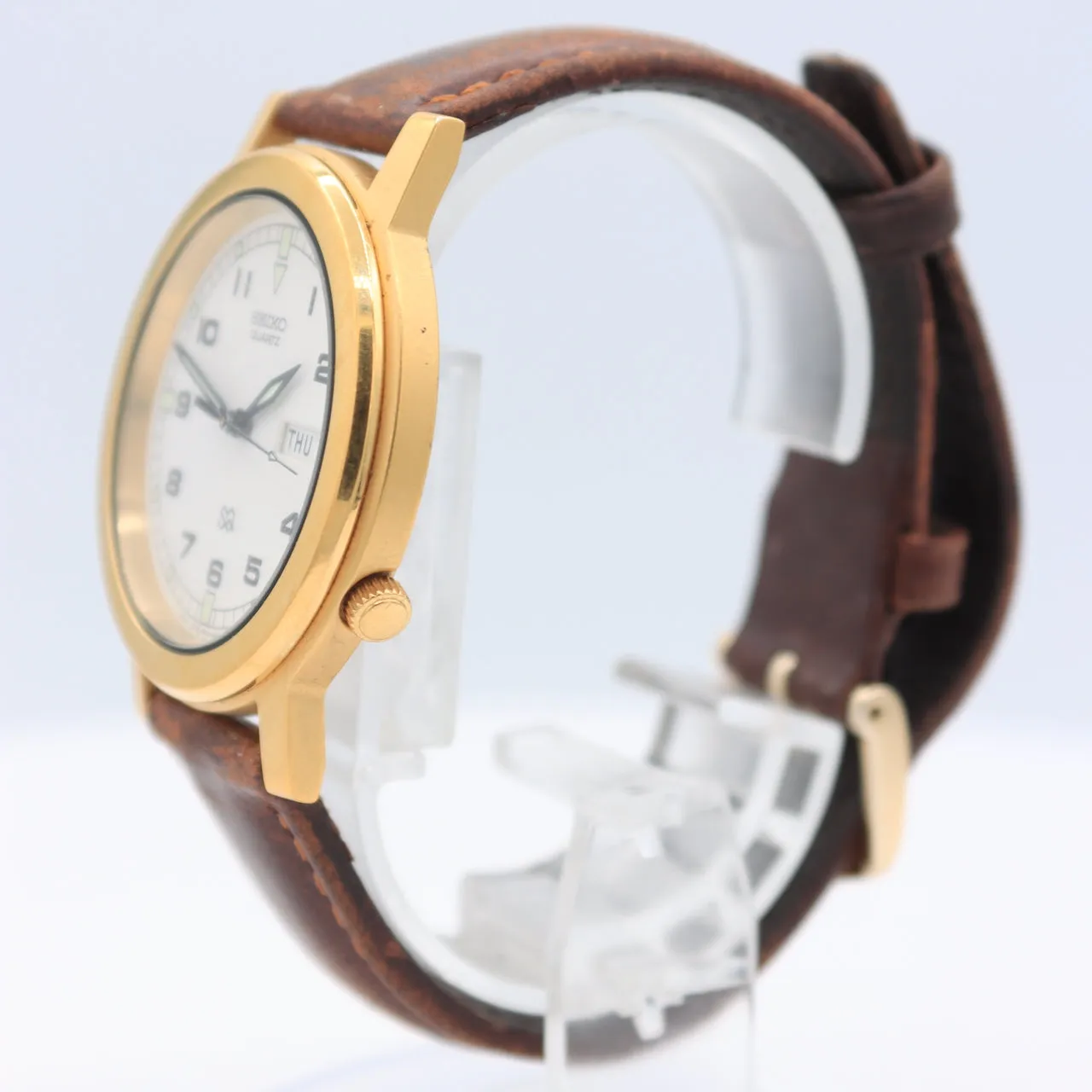 Vintage Seiko 7N43-8A10 SQ Dress Men's Quartz Wristwatch Japan Gold Tone