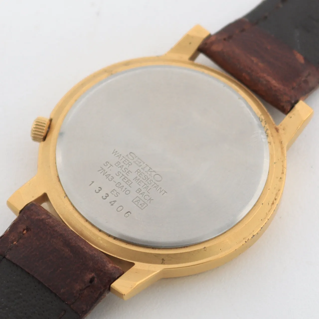 Vintage Seiko 7N43-8A10 SQ Dress Men's Quartz Wristwatch Japan Gold Tone