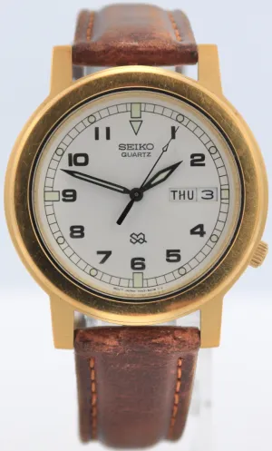Vintage Seiko 7N43-8A10 SQ Dress Men's Quartz Wristwatch Japan Gold Tone