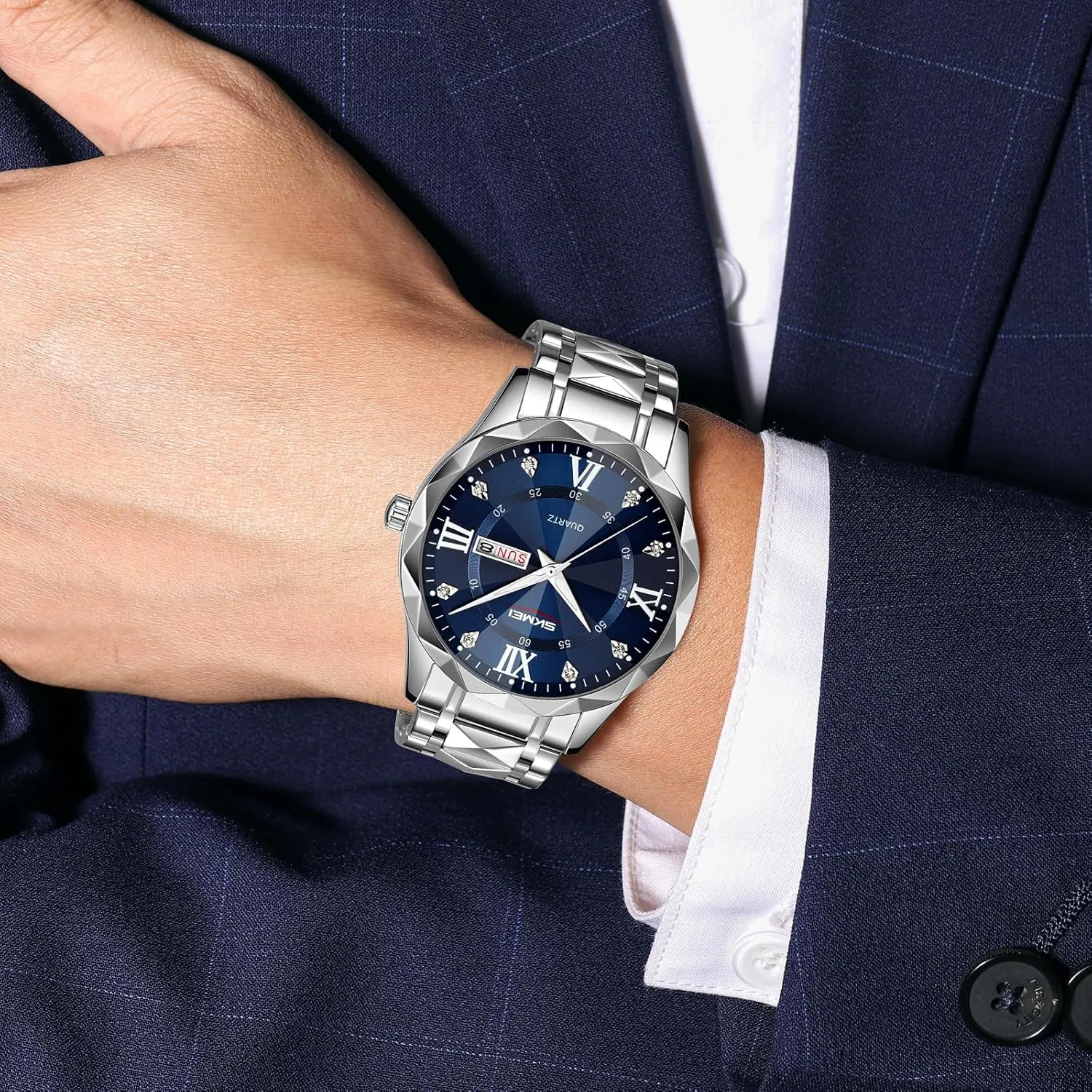 wait friend matrimony Womens Wristwatch SKMEI Men Luxury Quartz Analog Watch with Business Casual Classic Big Face 
