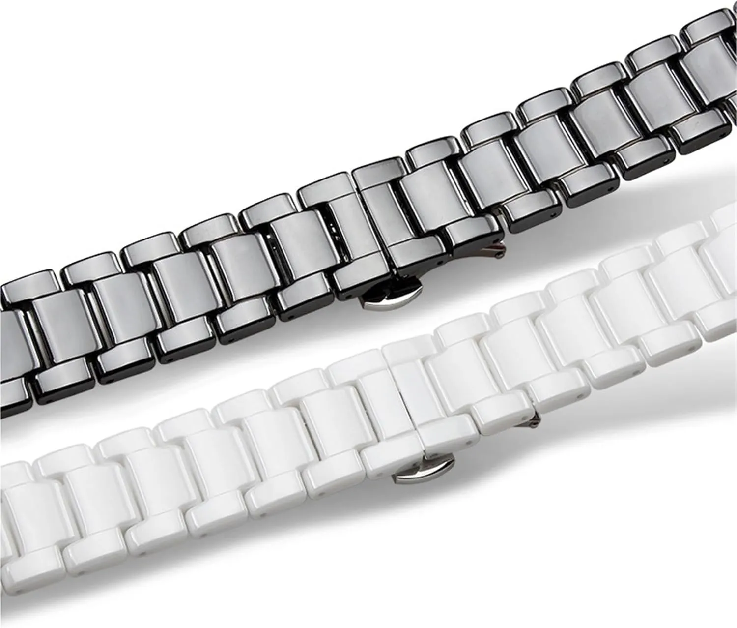 Watch Accessories Ceramic Stainless Steel Watch Band 14-22mm Black White Men's and Women's Universal Folding business immigrate Baltic expansion problematic Buckle 