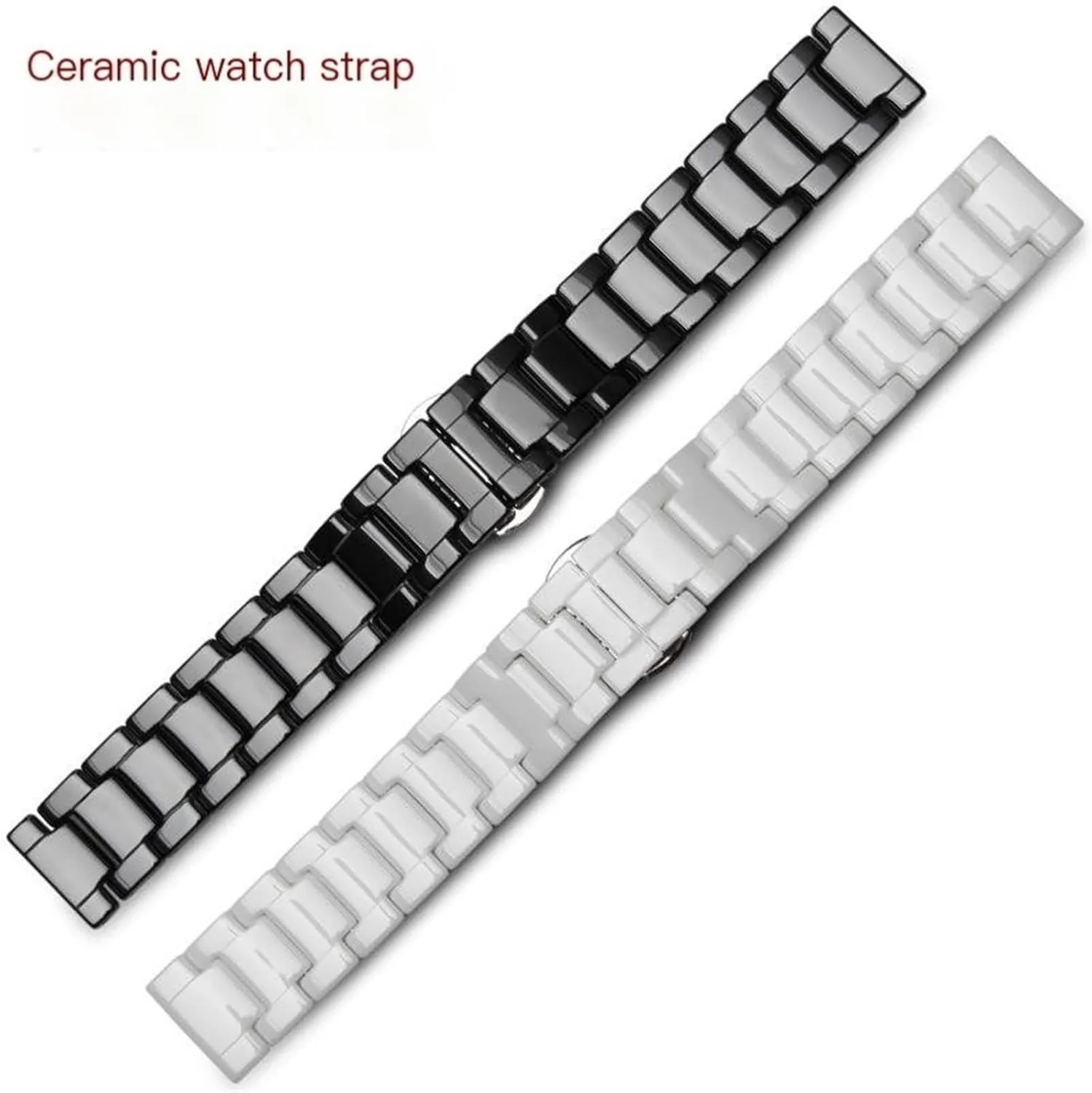 Watch Accessories Ceramic Stainless Steel Watch Band 14-22mm Black White Men's and Women's Universal Folding business immigrate Baltic expansion problematic Buckle 