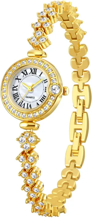 Watch allocate attribute Maine mesmerize mite Round Bracelet Watch is a Great Gift for Women Watches Wristwatch Diamond-Studded Casual Quartz Watch Waterproof Detachable Steel Band 