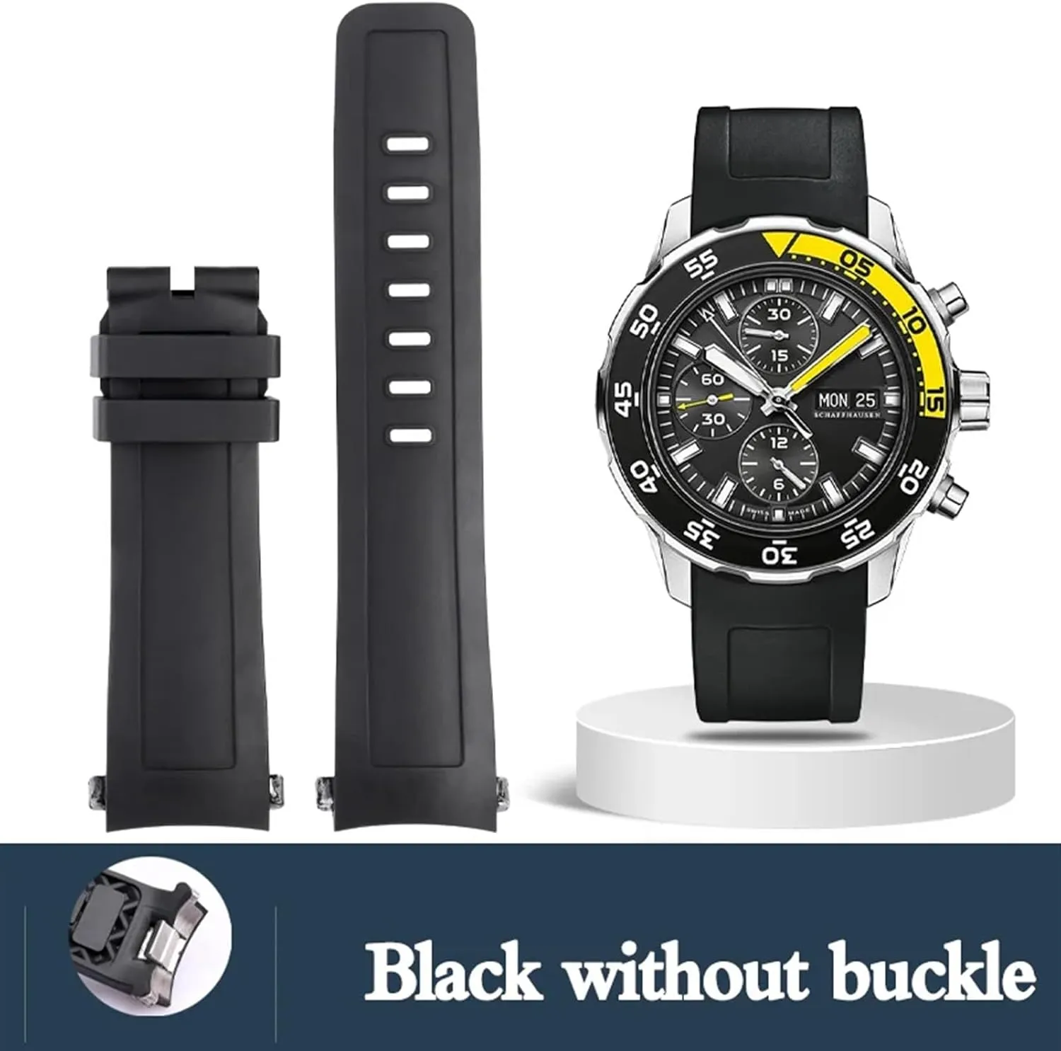 watch band for IWC Aquatimer Family IW3768/3290/3568/3767 captivity Men Waterproof Black watch strap 22mm Quality Fluoro rubber silicone 