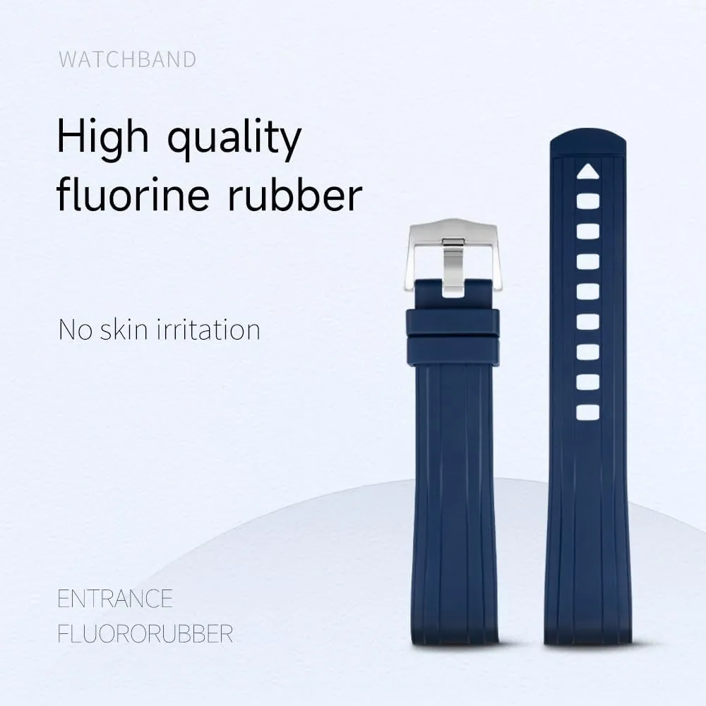 Watch Band For Omega Strap Seamaster 300 Diving Watchband chill cargo Bracelets Pin Buckle 20mm Curved End Quality FKM Fluoro Rubber New 