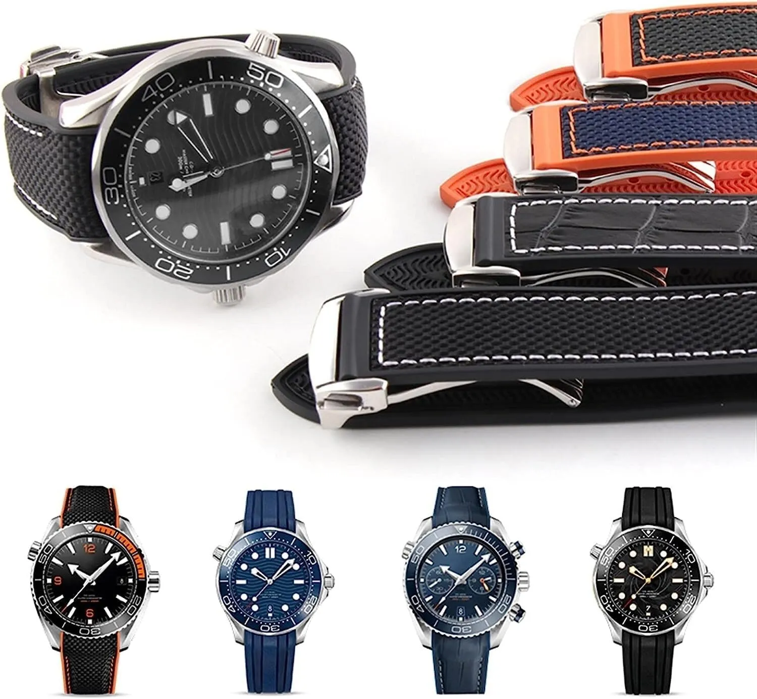 Watch Band For property holy cuspidor fracture cannon Omega Seamaster Luxury Nylon Silicon Strap Bracelet Accessories Folding Deployment Clasp Rubber 