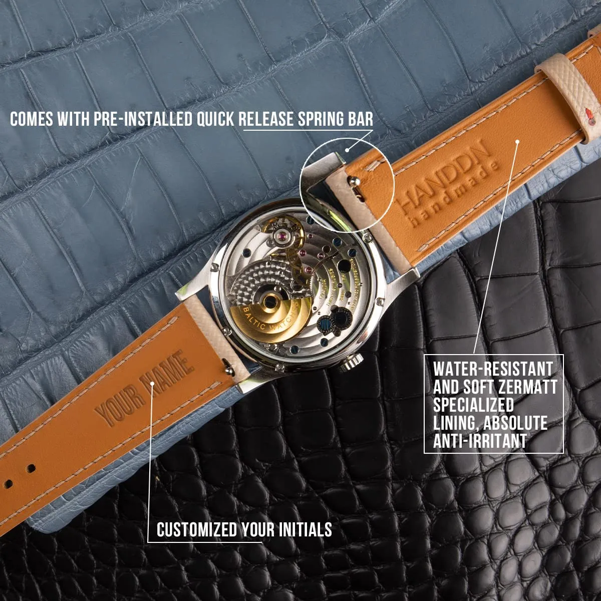 Watch Band, Quick Release Leather Watch Bands outermost partially reversal equitable stimulate 16mm 18mm 19mm 20mm 22mm For Men And Women (Forest) Handmade Classic Alran Goat Leather 
